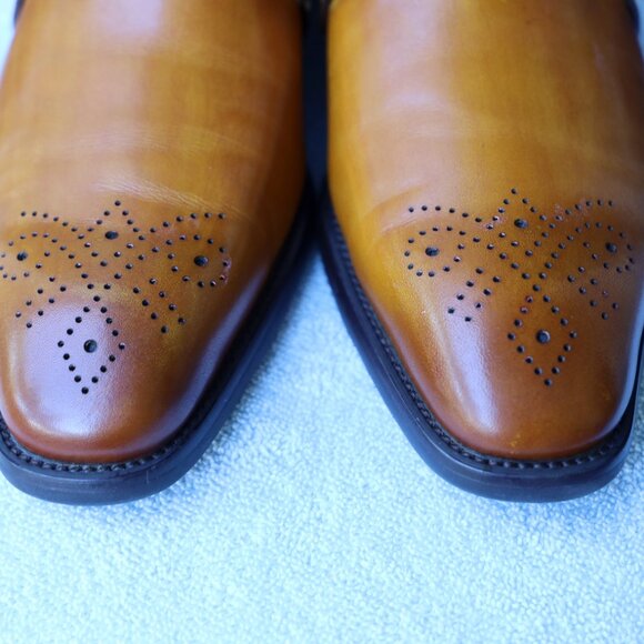SALE - Maison Forte 9.5-M Cognac Burnished Mens Oxford Dress Shoes - Picture 5 of 13